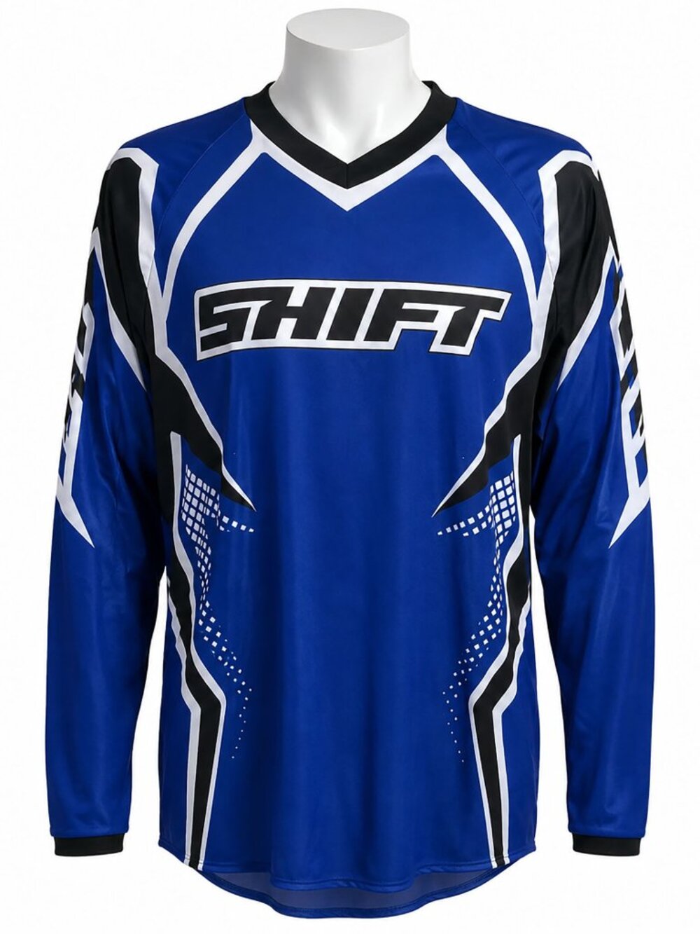 SHIFT Mens Motorcycle Motocross Racing Jersey Blue Black Long Sleeve Medium - Picture 2 of 7